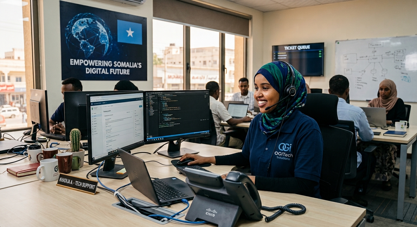 IT support professional working in a modern tech training environment